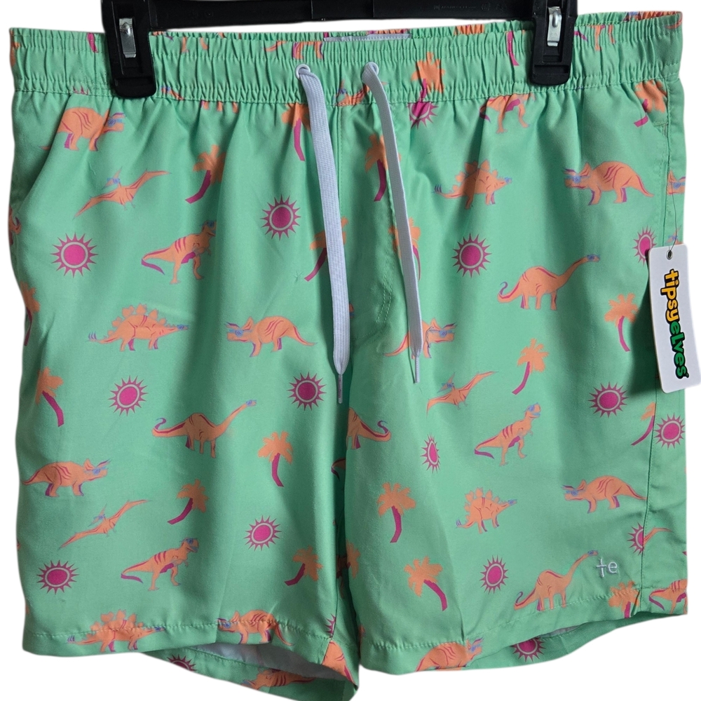 Tipsy Elves Dino Desert Swim Trunks XL NWT Quick Dry Dinosaur Board Shorts
